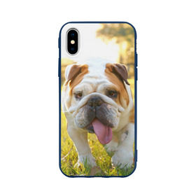 Чехол для Apple iPhone X силиконовый матовый с принтом Funny Dog , Силикон | Печать на задней стороне чехла, без боковой панели | dog | английский бульдог | пес | собака