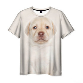 Мужская футболка 3D с принтом Лабрадор , 100% полиэфир | прямой крой, круглый вырез горловины, длина до линии бедер | dog | labrador | puppy | порода | собака | собачка | щенок