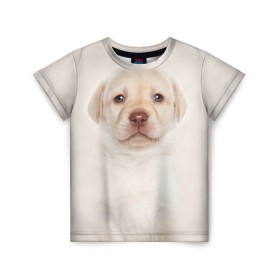 Детская футболка 3D с принтом Лабрадор , 100% гипоаллергенный полиэфир | прямой крой, круглый вырез горловины, длина до линии бедер, чуть спущенное плечо, ткань немного тянется | dog | labrador | puppy | порода | собака | собачка | щенок