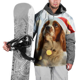 Накидка на куртку 3D с принтом Рождество , 100% полиэстер |  | dog | кавалер кинг чарльз спаниель | новый год | пес | рождество | собака