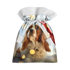 Подарочный 3D мешок с принтом Рождество , 100% полиэстер | Размер: 29*39 см | dog | кавалер кинг чарльз спаниель | новый год | пес | рождество | собака