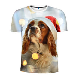 Мужская футболка 3D спортивная с принтом Рождество , 100% полиэстер с улучшенными характеристиками | приталенный силуэт, круглая горловина, широкие плечи, сужается к линии бедра | dog | кавалер кинг чарльз спаниель | новый год | пес | рождество | собака