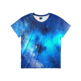 Детская футболка 3D с принтом Космический свет , 100% гипоаллергенный полиэфир | прямой крой, круглый вырез горловины, длина до линии бедер, чуть спущенное плечо, ткань немного тянется | Тематика изображения на принте: синий