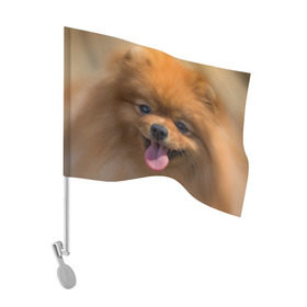 Флаг для автомобиля с принтом Милашка , 100% полиэстер | Размер: 30*21 см | dog | пес | померанский | собака | шпиц | щеночек
