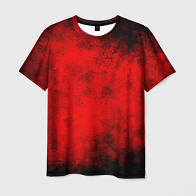 Мужская футболка 3D с принтом Grunge red , 100% полиэфир | прямой крой, круглый вырез горловины, длина до линии бедер | Тематика изображения на принте: watercolor | абстракция красок | акварель | брызги красок | живопись | краска | потертость красок