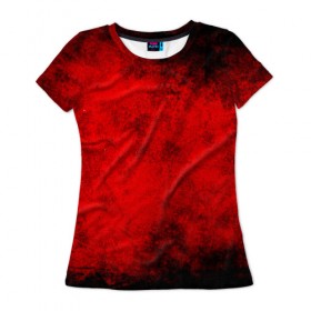 Женская футболка 3D с принтом Grunge red , 100% полиэфир ( синтетическое хлопкоподобное полотно) | прямой крой, круглый вырез горловины, длина до линии бедер | watercolor | абстракция красок | акварель | брызги красок | живопись | краска | потертость красок