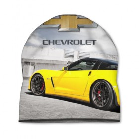 Шапка 3D с принтом Желтый Chevrolet , 100% полиэстер | универсальный размер, печать по всей поверхности изделия | 