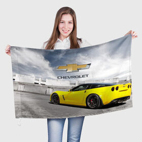 Флаг 3D с принтом Желтый Chevrolet , 100% полиэстер | плотность ткани — 95 г/м2, размер — 67 х 109 см. Принт наносится с одной стороны | 