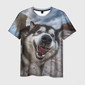 Мужская футболка 3D с принтом Smile , 100% полиэфир | прямой крой, круглый вырез горловины, длина до линии бедер | dog | лабрадор | мопс | пес | собака | такса | хаски | щеночек