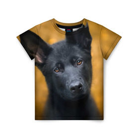 Детская футболка 3D с принтом Doggy , 100% гипоаллергенный полиэфир | прямой крой, круглый вырез горловины, длина до линии бедер, чуть спущенное плечо, ткань немного тянется | dog | овчарка | пес | собака | черная овчарка | щеночек