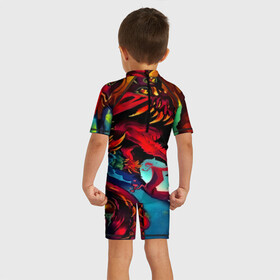 Детский купальный костюм 3D с принтом CS GO-Hyper beast , Полиэстер 85%, Спандекс 15% | застежка на молнии на спине | hyper beast | кс го | скоростной зверь
