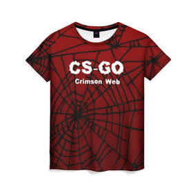 Женская футболка 3D с принтом CS:GO Crimson Web , 100% полиэфир ( синтетическое хлопкоподобное полотно) | прямой крой, круглый вырез горловины, длина до линии бедер | 3d | awp | counter strike | crimson web | game | skin | авп | игры | линии | прикольные | скин | текстуры