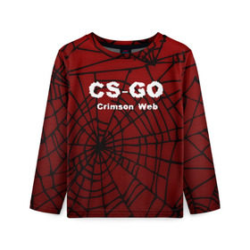 Детский лонгслив 3D с принтом CS:GO Crimson Web , 100% полиэстер | длинные рукава, круглый вырез горловины, полуприлегающий силуэт
 | Тематика изображения на принте: 3d | awp | counter strike | crimson web | game | skin | авп | игры | линии | прикольные | скин | текстуры