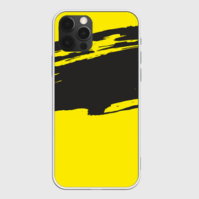 Чехол для iPhone 12 Pro Max с принтом Чёрно-жёлтый , Силикон |  | Тематика изображения на принте: краски | мазок