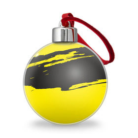 Ёлочный шар с принтом Чёрно-жёлтый , Пластик | Диаметр: 77 мм | краски | мазок