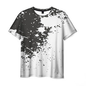 Мужская футболка 3D с принтом Чёрное-белое , 100% полиэфир | прямой крой, круглый вырез горловины, длина до линии бедер | гранж | краска | пятна