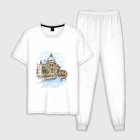 Мужская пижама хлопок с принтом Путешествие , 100% хлопок | брюки и футболка прямого кроя, без карманов, на брюках мягкая резинка на поясе и по низу штанин
 | венеция | италия | картина | лето | отдых | питер | путешествие | россия | санкт петербург
