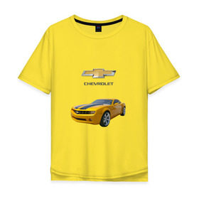 Мужская футболка хлопок Oversize с принтом Chevrolet Camaro , 100% хлопок | свободный крой, круглый ворот, “спинка” длиннее передней части | chevrolet | авто | автомобиль | блатная | иномарка | красивая | крутая | логотип | марка | марка красивая | машина | пацанский таз | прикольная | седан | сша | тачила | тачка | шевроле | эмблема