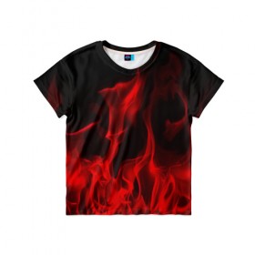 Детская футболка 3D с принтом Красный огонь , 100% гипоаллергенный полиэфир | прямой крой, круглый вырез горловины, длина до линии бедер, чуть спущенное плечо, ткань немного тянется | пожар | цветной