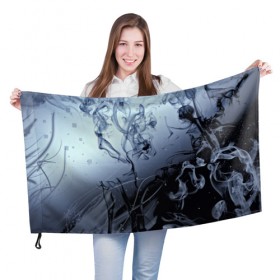Флаг 3D с принтом Abstraction Smoke , 100% полиэстер | плотность ткани — 95 г/м2, размер — 67 х 109 см. Принт наносится с одной стороны | дым | серый