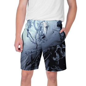 Мужские шорты 3D с принтом Abstraction Smoke ,  полиэстер 100% | прямой крой, два кармана без застежек по бокам. Мягкая трикотажная резинка на поясе, внутри которой широкие завязки. Длина чуть выше колен | дым | серый