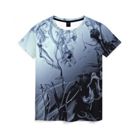 Женская футболка 3D с принтом Abstraction Smoke , 100% полиэфир ( синтетическое хлопкоподобное полотно) | прямой крой, круглый вырез горловины, длина до линии бедер | дым | серый