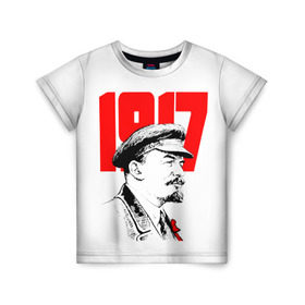 Детская футболка 3D с принтом Ленин , 100% гипоаллергенный полиэфир | прямой крой, круглый вырез горловины, длина до линии бедер, чуть спущенное плечо, ткань немного тянется | 1917 | 2017 | lenin | владимир | ильич | ленин | о.м.с.к | революция | социализм | ссср