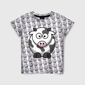 Детская футболка 3D с принтом Коровки , 100% гипоаллергенный полиэфир | прямой крой, круглый вырез горловины, длина до линии бедер, чуть спущенное плечо, ткань немного тянется | animals | cow | животные | корова