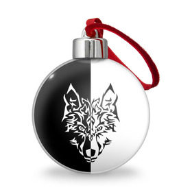 Ёлочный шар с принтом Двуликий волк , Пластик | Диаметр: 77 мм | монохромный | тату | черно белый