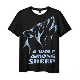 Мужская футболка 3D с принтом Волк среди овец , 100% полиэфир | прямой крой, круглый вырез горловины, длина до линии бедер | wolf among sheep | татуировка | хищник