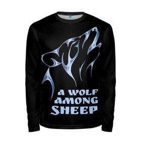Мужской лонгслив 3D с принтом Волк среди овец , 100% полиэстер | длинные рукава, круглый вырез горловины, полуприлегающий силуэт | wolf among sheep | татуировка | хищник