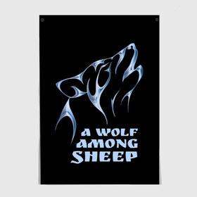 Постер с принтом Волк среди овец , 100% бумага
 | бумага, плотность 150 мг. Матовая, но за счет высокого коэффициента гладкости имеет небольшой блеск и дает на свету блики, но в отличии от глянцевой бумаги не покрыта лаком | wolf among sheep | татуировка | хищник