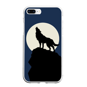Чехол для iPhone 7Plus/8 Plus матовый с принтом Вой на луну , Силикон | Область печати: задняя сторона чехла, без боковых панелей | волк | зверь | силуэт