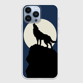 Чехол для iPhone 13 Pro Max с принтом Вой на луну ,  |  | волк | зверь | силуэт