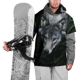 Накидка на куртку 3D с принтом Волк в траве , 100% полиэстер |  | Тематика изображения на принте: природа | серый | хищник