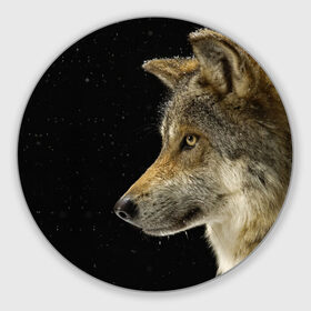 Коврик круглый с принтом Волк и звезды , резина и полиэстер | круглая форма, изображение наносится на всю лицевую часть | животные | зверь | серый | хищник