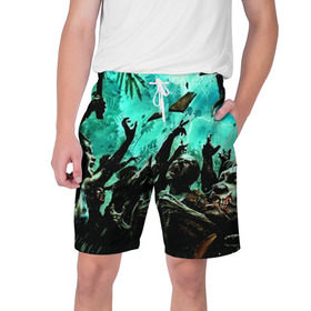 Мужские шорты 3D с принтом Dead Island ,  полиэстер 100% | прямой крой, два кармана без застежек по бокам. Мягкая трикотажная резинка на поясе, внутри которой широкие завязки. Длина чуть выше колен | Тематика изображения на принте: зомби | мертвый остров