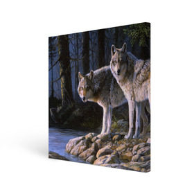 Холст квадратный с принтом Волки, картина маслом , 100% ПВХ |  | аука | бирюк | волк | волчара | волчица | волчок | глаза | животное | животные | зверь | зеленые | койот | лес | млекопитающее | природа | санитар леса | серый | уши | фауна | хищник | черный | шакал