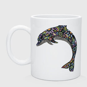 Кружка с принтом Дельфин , керамика | объем — 330 мл, диаметр — 80 мм. Принт наносится на бока кружки, можно сделать два разных изображения | дельфин | животное