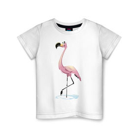 Детская футболка хлопок с принтом Фламинго , 100% хлопок | круглый вырез горловины, полуприлегающий силуэт, длина до линии бедер | птица | фламинго | цапля