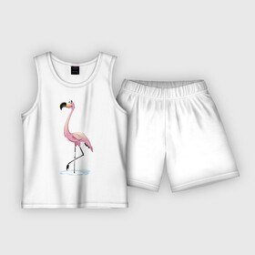 Детская пижама с шортами хлопок с принтом Фламинго ,  |  | птица | фламинго | цапля