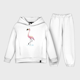 Детский костюм хлопок Oversize с принтом Фламинго ,  |  | Тематика изображения на принте: птица | фламинго | цапля