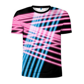 Мужская футболка 3D спортивная с принтом Неон , 100% полиэстер с улучшенными характеристиками | приталенный силуэт, круглая горловина, широкие плечи, сужается к линии бедра | линии | полосы | светящиеся | флуоресцентный | флюр | флюровый