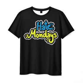Мужская футболка 3D с принтом Ненавижу понедельники! , 100% полиэфир | прямой крой, круглый вырез горловины, длина до линии бедер | hate monday | светящиеся | флуоресцентный | флюр | флюровый