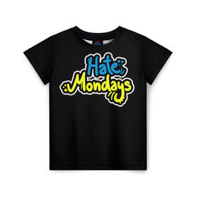 Детская футболка 3D с принтом Ненавижу понедельники! , 100% гипоаллергенный полиэфир | прямой крой, круглый вырез горловины, длина до линии бедер, чуть спущенное плечо, ткань немного тянется | hate monday | светящиеся | флуоресцентный | флюр | флюровый