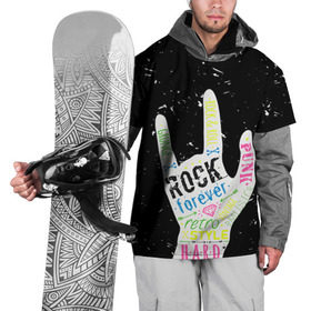 Накидка на куртку 3D с принтом Рок форева! , 100% полиэстер |  | Тематика изображения на принте: rock | навсегда | светящиеся | флуоресцентный | флюр | флюровый