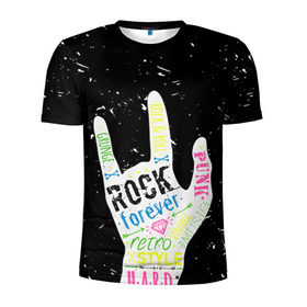 Мужская футболка 3D спортивная с принтом Рок форева! , 100% полиэстер с улучшенными характеристиками | приталенный силуэт, круглая горловина, широкие плечи, сужается к линии бедра | rock | навсегда | светящиеся | флуоресцентный | флюр | флюровый