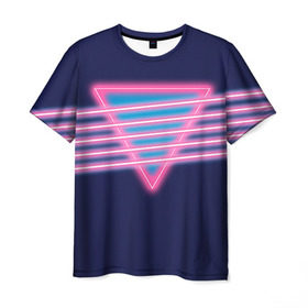 Мужская футболка 3D с принтом Неон , 100% полиэфир | прямой крой, круглый вырез горловины, длина до линии бедер | линии | полосы | светящиеся | треугольник | флуоресцентный | флюр | флюровый