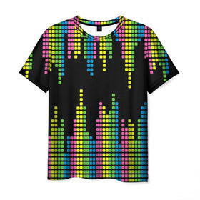 Мужская футболка 3D с принтом Эквалайзер , 100% полиэфир | прямой крой, круглый вырез горловины, длина до линии бедер | Тематика изображения на принте: equalizer | светящиеся | флуоресцентный | флюр | флюровый