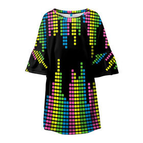 Детское платье 3D с принтом Эквалайзер , 100% полиэстер | прямой силуэт, чуть расширенный к низу. Круглая горловина, на рукавах — воланы | equalizer | светящиеся | флуоресцентный | флюр | флюровый